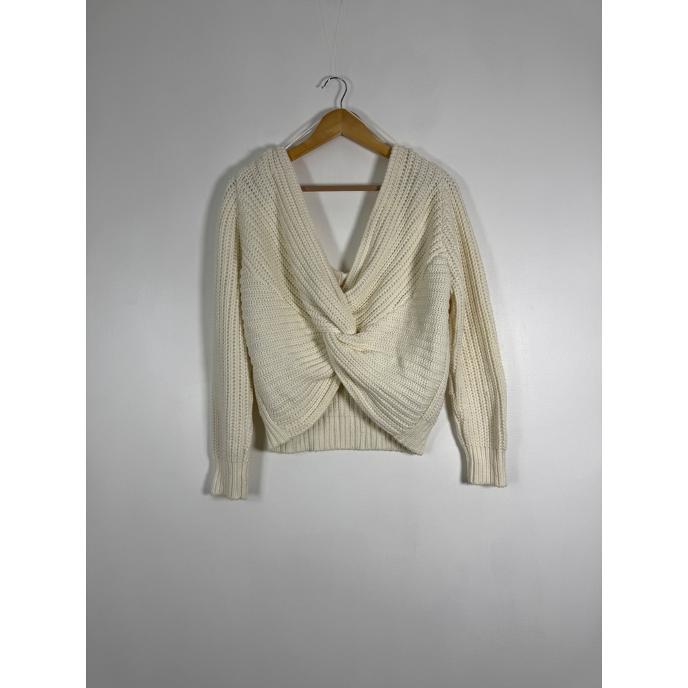 Coquette Unbranded Womens Medium Sweater Ivory Twist Front Chunky Knit V-Neck